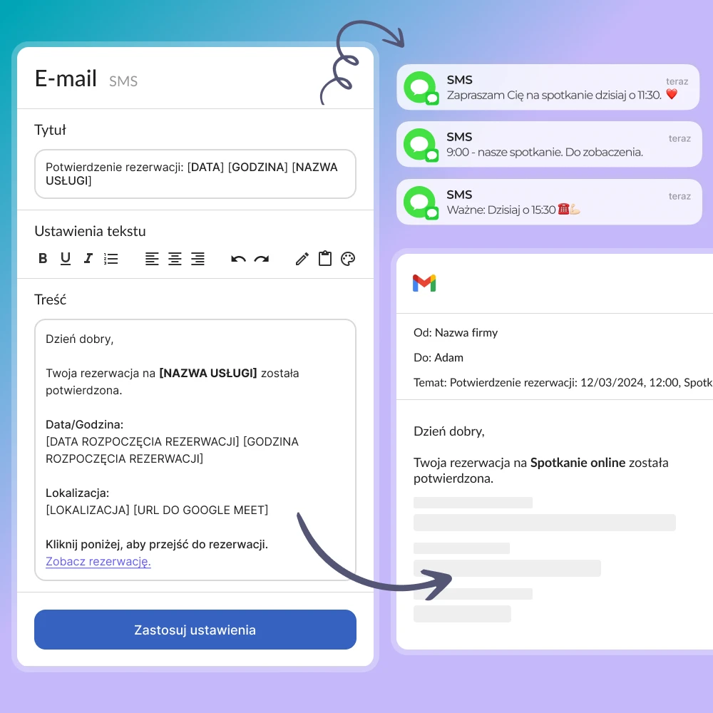 Automatyczny system powiadomień e-mail lub SMS