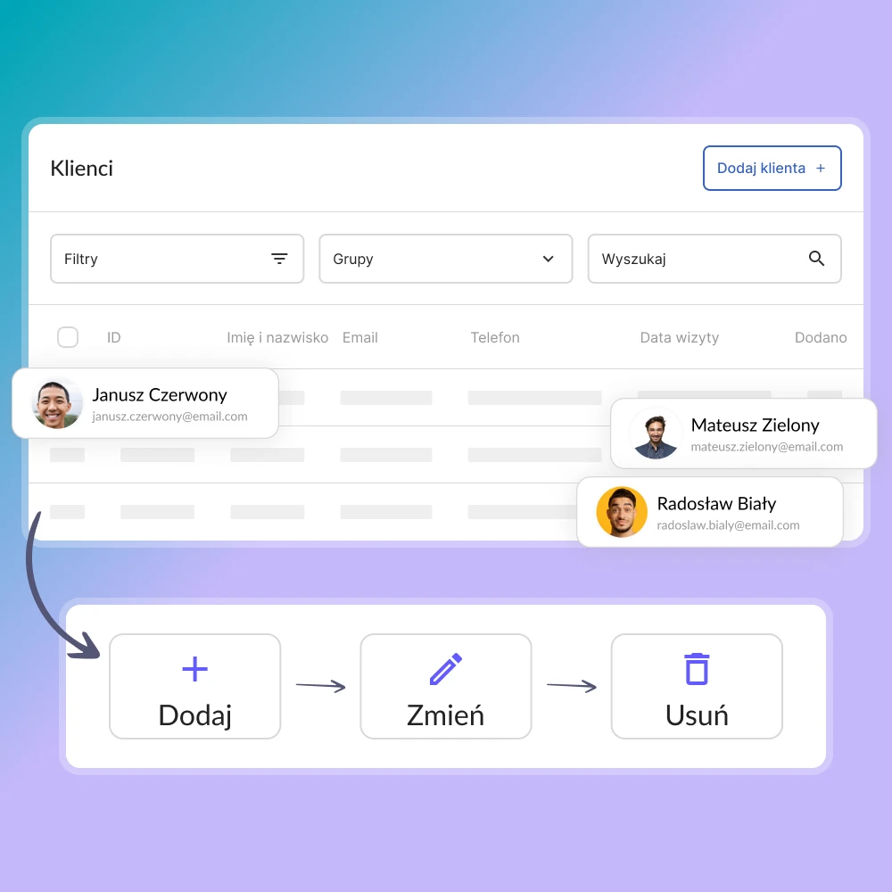 Zarządzaj bazą klientów i przeglądaj historię wizyt